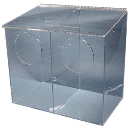 Large 2 Compartment Dispenser, 1/4 in. clear acrylic, 20W x 18H x 12D