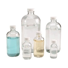 DWK Life Sciences (Wheaton) 250 mL (8 oz) Clear Boston Round with white PP poly-vinyl lined cap, 12/case