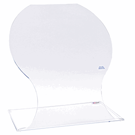 Dynalon Curved Splash Shield; base: 20 x 12 in.; face area: 20 x 15 in.; overall: 20 x 12 x 20 in.