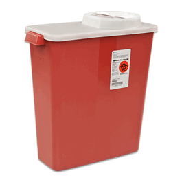 Covidien 3 gal. Multipurpose Sharps Container with Rotor Opening and Hinged Lid, Red, 13-3/4 x 6 x 13-3/4 in.