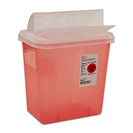 Covidien 2 gal. Multipurpose Sharps Container with Horizontal-Drop Opening Lid, Red, 12-3/4 x 7-1/4 x 10-1/2 in.