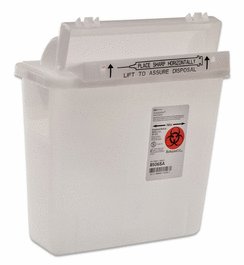 Covidien 3 gal. SharpSafety Safety In Room Sharps Containers, Counterbalanced Lid, Transparent Red
