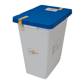 Covidien 18 gal. SharpSafety Waste Container, Hinged Lid and Absorbent Pad, 26 x 12-3/4 x 18-1/4 in.