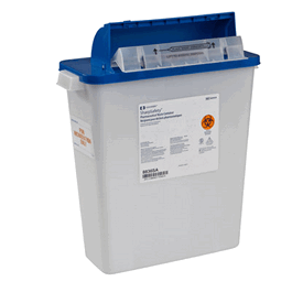 Covidien 3 gal. SharpSafety Waste Container, Counterbalanced Lid and Absorbent Pad, 16-1/2 x 6 x 13-3/4 in.