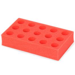 Ohaus 15 x 29 mm Test Tube (50 mL centrifuge tube) Foam Rack, Red, for Multi-Tube Vortex Mixers