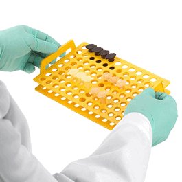 Wireless Microtube Rack with Handles for 1.5mL and 2.0mL Microcentrifuge Tubes, 96-Place, Blue