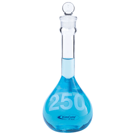 DWK Life Sciences (Kimble) KimCote 100 mL Class A Heavy Duty Wide Mouth Volumetric Flasks with no. 16 Standard Taper Stopper