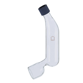 DWK Life Sciences (Kimble) 25 mL Threaded Mojonnier Fat Extraction Flask with 24-410 Black Phenolic Cap with PTFE-Faced White Rubber Liner