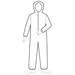 Microporous Coveralls with Elastic Wrists and Ankles, Attached Hood, Zipper Front, White, L
