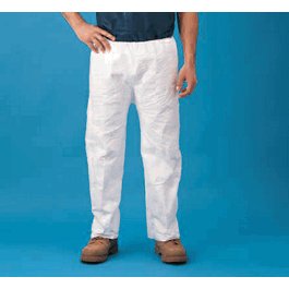 Microporous Pants with Elastic Waist and Open Cuffs, White, 3XL