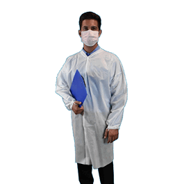 SMS Frocks with NO Pockets, Knit Wrists and Collar, 6-Snap Front, Elastic Thumb-Loops, Hang Loop, Anti-Static, White, 5XL