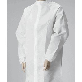 SMS Frocks with NO Pockets, Elastic Wrists, Mandarin Collar, 6-Snap Front, Elastic Thumb-Loops, Hang Loop, Anti-Static, White, XL