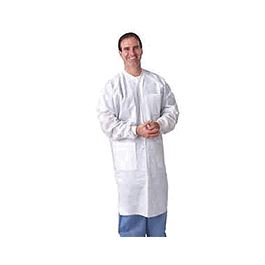 Lab Coat, SMS, 3 Pockets, Knit Writs, Snap Front, Knit Collar, M, White