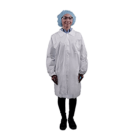 Lab Coat, Tyvek Alternative, 3 Pockets, Elastic Wrists, Snap Front, Single Collar, 2 XL, White