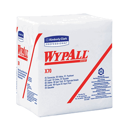 WYPALL X70 Wipes, 12-1/2 x 12 in., White, 76 sheets/pk, 12 pks/cs