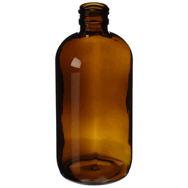 16 oz (500mL) Amber Boston Round Bottle ONLY, 28-400mm Thread