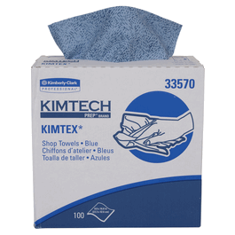 KIMTECH PREP KIMTEX Wipes, 8.8 x 16.8 in., Blue, Meltblown, Pop-Up Box of 100 Wipes