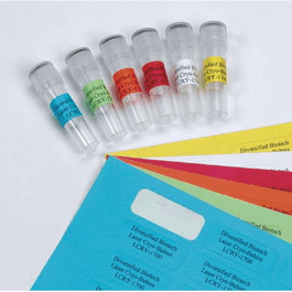 Diversified Biotech Cryo-Babies for Laser Printers, Blue, 1.28 x 0.5 in. (33 x 13 mm), 85 labels/sheet, for 1.5 mL tubes