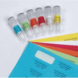 Diversified Biotech Cryo-Babies for Laser Printers, Blue, 1.28 x 0.5 in. (33 x 13 mm), 85 labels/sheet, for 1.5 mL tubes