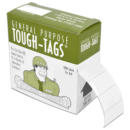 Diversified Biotech Tough-Tags for Handwriting, White, 1.28 x 0.5 in. (33 x 13 mm), for 1.5 mL tubes, 1000/roll
