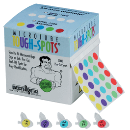 Diversified Biotech Tough-Spots on Roll for Handwriting, 1/2 in. (13 mm), Assorted, 5-Across, for 1.5 mL tubes