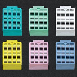 Cassette, Tissue Embedding with Attached Lid, 30 degree Writing Area, Aqua, 500/Dispenser Box, 2 Boxes/Unit