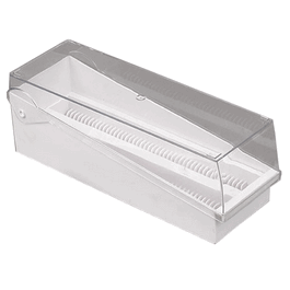 Slide Storage Box with Hinged Lid and Removable Draining Tray, 100-Place for up to 200 Slides, ABS, Blue