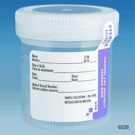 Tite-Rite Container, Wide Mouth, 90 mL (3 oz.), PP, Sterile, Attached White Screw Cap, ID Label with Tab Seal, Graduated