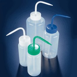 Wash bottle, wide mouth, 250 mL, LDPE, round, red screwcap