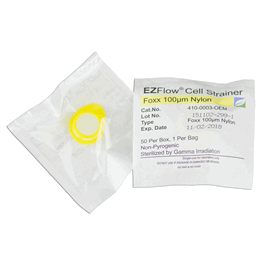 Foxx Life Sciences EZFlow Cell Strainer, 100 um, Yellow, Sterile, Individually Wrapped