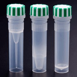 Celltreat 0.5 mL Screw Top Microtube and Cap Assemblies, Self-Standing, Grip Band, Green Grip Cap With Integrated O-Ring, Sterile