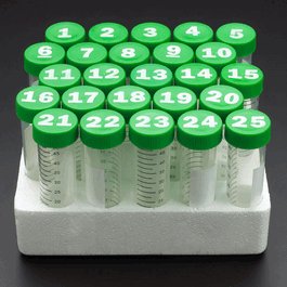 Celltreat 50 mL Polypropylene Centrifuge Tubes with Numbered Caps, Foam Rack, Sterile