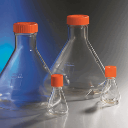 Corning Sterile 1 L Baffled Bottom Polycarbonate Erlenmeyer Flasks with Vent Cap