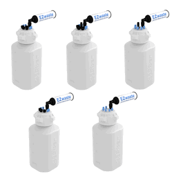 Foxx Life Sciences EZwaste System, 4L, HDPE, 83 mm Cap, 4 x 1/8 in., 3 x 1/4 in. O.D. Tube Fittings and Filter