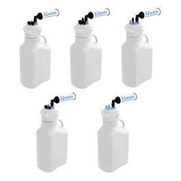 Foxx Life Sciences EZwaste System, 5L, HDPE, 83 mm Cap, 4 x 1/8 in., 3 x 1/4 in. O.D. Tube Fittings and Filter