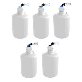 Foxx Life Sciences EZwaste System, 20L RND Carboy, HDPE, 83 mm Cap, 6 x 1/8 in. O.D. Tube Fittings, 1 HB and Filter