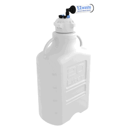 Foxx Life Sciences EZwaste System, 20L, HDPE, 83 mm Cap, 4 x 1/8 in., 1 x 1/4 in. O.D. Tube Fittings, 3 HB and Filter