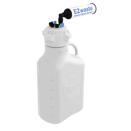 Foxx Life Sciences EZwaste System, 5L, HDPE, 83 mm Cap, 4 x 1/16 in. O.D. Tube Fittings, 4 HB and Filter