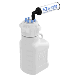 Foxx Life Sciences EZwaste System, 2.5L, HDPE, 83 mm Cap, 4 x 1/8 in., 1 x 1/4 in. O.D. Tube Fittings, 3 HB and Filter