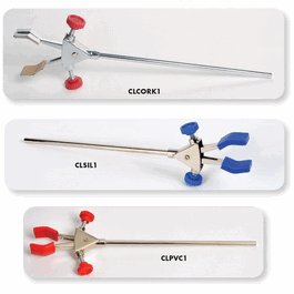 United Scientific 2-Prong Burette Clamp with Extension Rod, Silicone Coated Grips