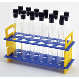 United Scientific Glass Test Tube Rack Set with 24 mL Glass Tubes and Rubber Stoppers