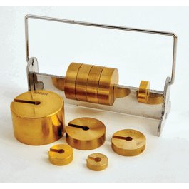 United Scientific Brass Deluxe Slotted Weight Set of 10 with Rack