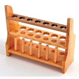 United Scientific 13-Place Wooden Test Tube Rack; 13 tubes, 2-tier, 6 drying pins
