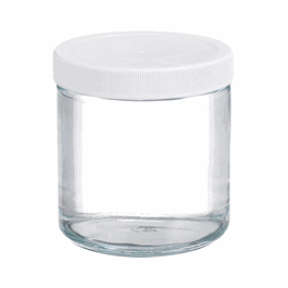DWK Life Sciences (Wheaton) 60 mL (2 oz) Clear Glass Straight Sided Jar with 53-400 White PP Closure with PTFE Foamed Faced PE Liner