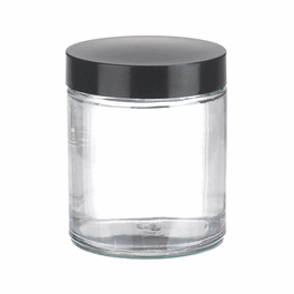 DWK Life Sciences (Wheaton) 125 mL (4 oz) Clear Glass Straight Sided Jars with 58-400 Black Phenolic Rubber Lined Closure
