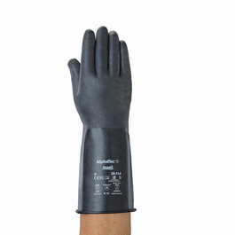 Ansell AlphaTec 38-514 Butyl Gloves, 14 in., Black, 14 mil., Size 8