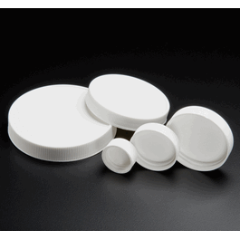 JG Finneran 24-400 mm Solid Top White Polypropylene Caps with PTFE Liner