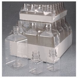 Thermo Scientific Nalgene 1000 mL Sterile Square PET Media Bottles without Closure, Shrink-Wrapped Trays