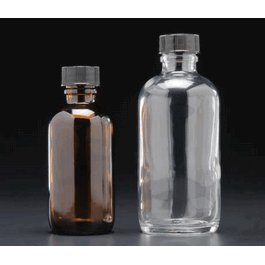 JG Finneran Precleaned and Certified - 8 oz (250 mL) Clear Septum Bottle, 24-400 mm Open Top Black PP Cap, PTFE/Silicone Septa