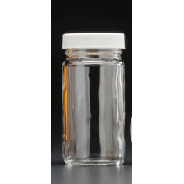 JG Finneran Precleaned and Certified - 4 oz (125 mL) Clear Tall Septum Jar, 48-400 mm Open Top White PP Cap, PTFE/Silicone Septa